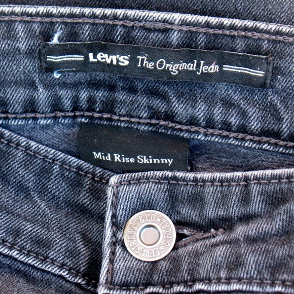 Levi's Mid Rise Skinny Black Fade Stretch Sz 10 M - Picture 5 of 6
